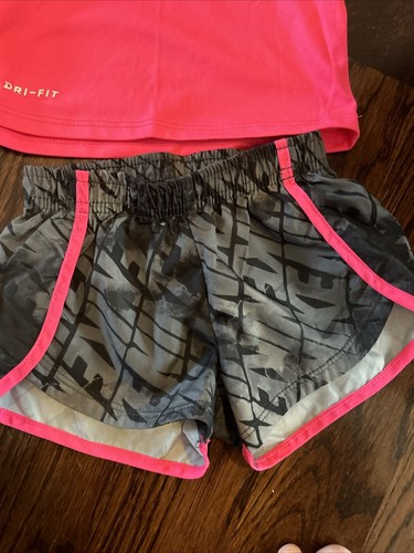 Lot of 2 Nike Infant Baby Girl 2 Piece Top & Shorts Set Gray/Multi DRI-FIT, 12 - Picture 7 of 11
