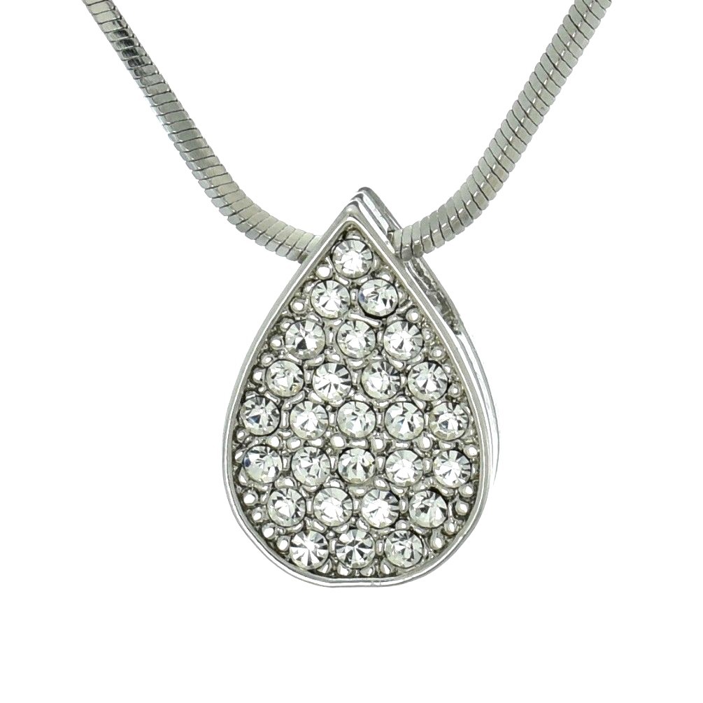Drop Necklace Made With Swarovski Crystal Clear Teardrop Pendant Gift 18