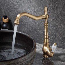 Antique Brass Ceramic handle Kitchen Bathroom Sink Faucet Swivel Mixer Tap