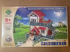Sea Land Woodcraft Construction Kit 3D Rural House Wood Furniture Puzzle(BA)