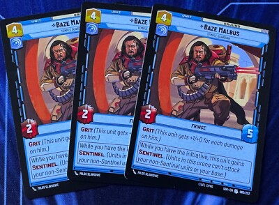 Star Wars Unlimited Spark of Rebellion 3X Baze Malbus Uncommon Card