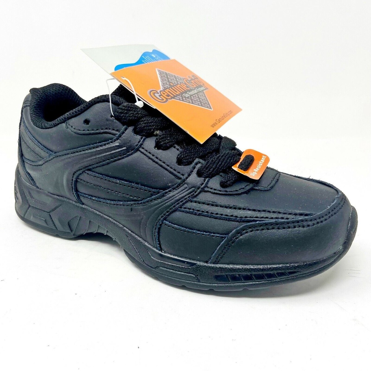Genuine Grip Slip Resistant Black Womens Size Wide Leather Work