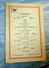 VINTAGE MENU LUNCHEON  PASSENGER CARGO SHIP SS FARMER 1932 SUNK BY GERMANS