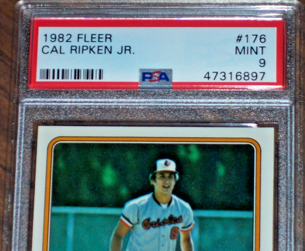 1982 Cal Ripken Jr. rookie #176 Fleer PSA 9 Baltimore Orioles view 3