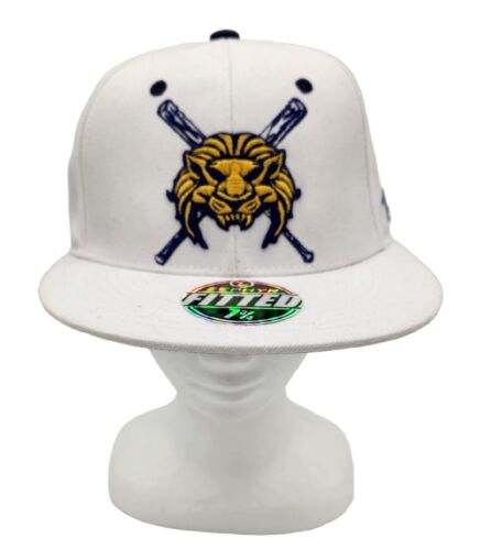 New Zephyr Hat Cap Baseball Hat White Wool Blend Embroidered Lion Fitted 7-3/4 - Afbeelding 1 van 14