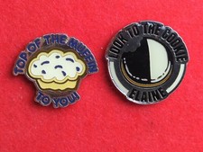 2pc Set SEINFELD ELAINE COOKIE & MUFFIN Emblems Fridge/Locker Magnets - OOAKCC!
