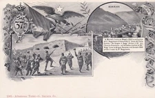 17225-CARTOLINA, 37° REGGIM.,MARRADI 1859 E BORGOFORTE 1866, DIS. G.BAVIERA,'900