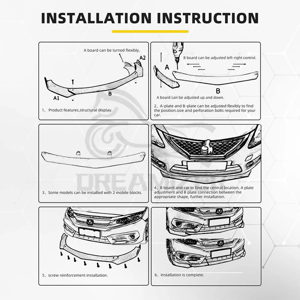 Divisor de alerón labial de parachoques delantero brillante para Mercedes Benz Clase C C C300 C43 AMG Foto 3 de 4