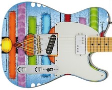 Guitar Skin Axe Wrap Re-skin Vinyl Decal Abstract Blue Vivid GS 003 B