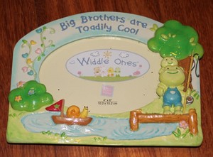 Widdle Ones Big Brothers are Toadily Cool Frogs 4" X 6" Photo Frame Russ Baby 