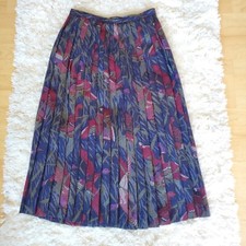 VTG Pleated Maxi Skirt Geometric Ivory JH Collectibles 8 Petites USA 100 Wool