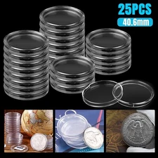 25X Coin Capsules Holder Storage Case 40.6mm Clear for Silver Eagle 1 Oz Dollar