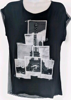 LAVISH Woman's/Jr.'s Black & White Sleeveless Embellished Blouse - Size S