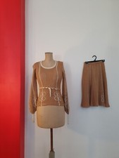 Vintage 70s MARY FARRIN Malta Knit Set Pullover  Skirt XXS-XS RARITY