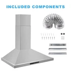 450 CFM Range Hood 30 Inch Tieasy Wall Mount Touch Panel LED Light 55dB Quiet