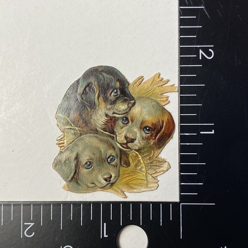 VICTORIAN DIE CUT SCRAP EMBOSSED SCRAP BOOK DOG DECALS (SEVEN) - Picture 8 of 9