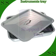  Instrument Tray With Lid Cover 8" x 10" x 2.25" 