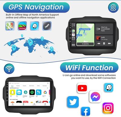 Carplay 9'' For Jeep Renegade 2016-2020 Car Radio Stereo Android