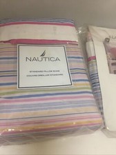 Nautica Pink Stripe Pillow Shams Std New