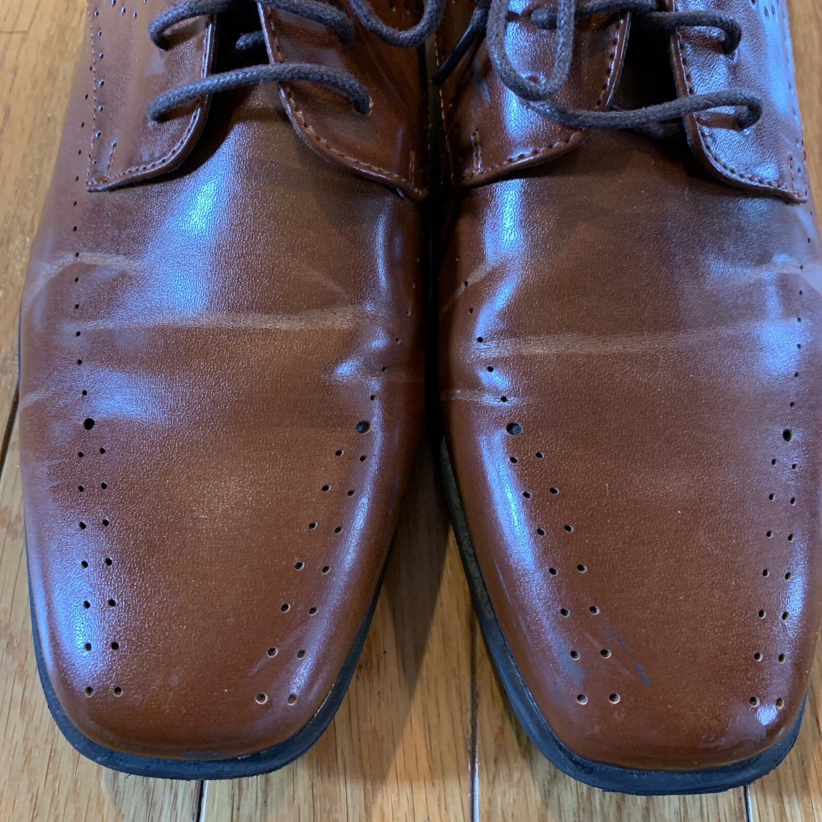 SAOLA Scarpe da lavoro casual eleganti Stacy Adams punta quadrata stringate marrone cognac uomo taglia 7 M