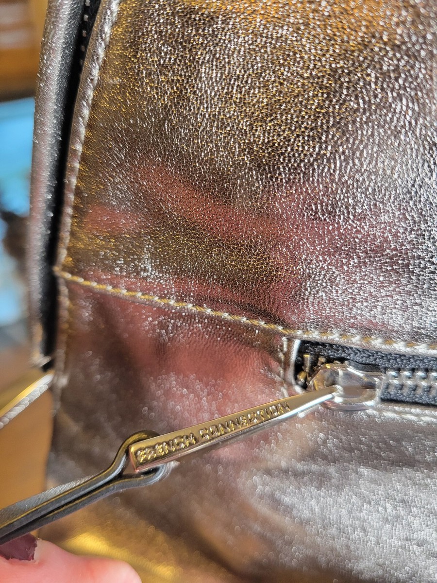 FRENCH CONNECTION METALLIC SILVER FAUX LEATHER BACKPACK | eBay display picture 2