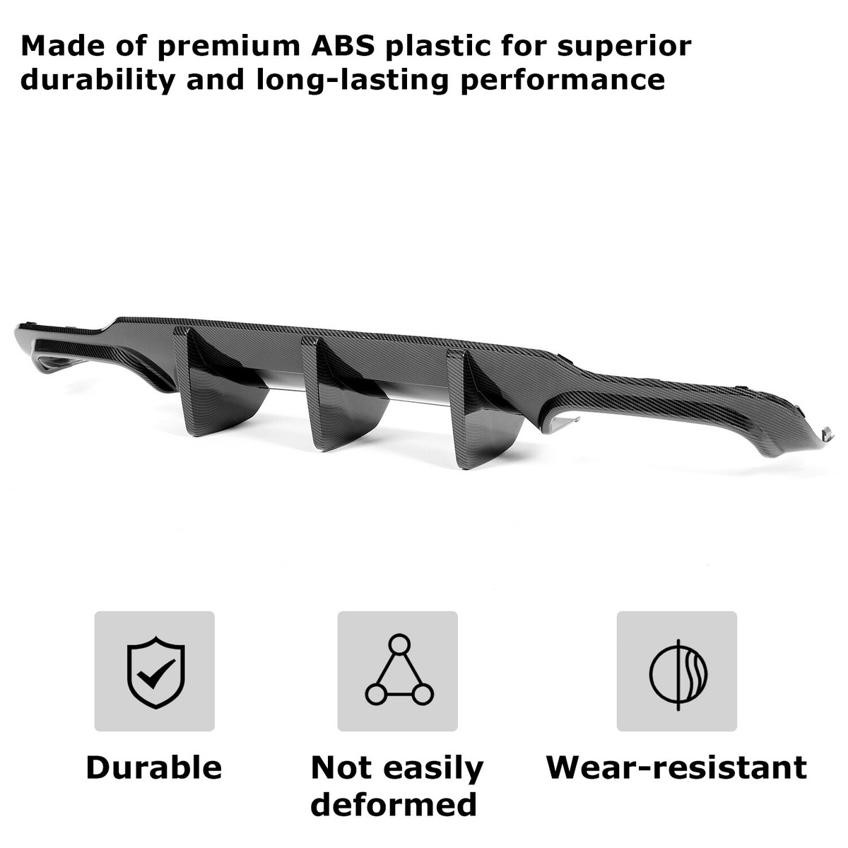 Carbon Fiber Print Rear Diffuser Lip For 2012-2014 Mercedes C63 AMG W204 - Big Shark Fin Style
