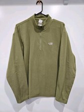 The North Face Fleece Men's Med Green 1/4 Zip Pullover Sweater Mock Neck