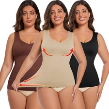 Women Tummy Control Camisole Shapewear Tank Top Cami V-Neck Slimming BodyShaper