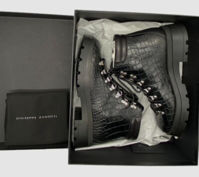 $1150 Giuseppe Zanotti Men\'s Black Croc Print Lace-Up Boot Shoe Size EU 41/US 8 $1150 Giuseppe Zanotti Men main image 2