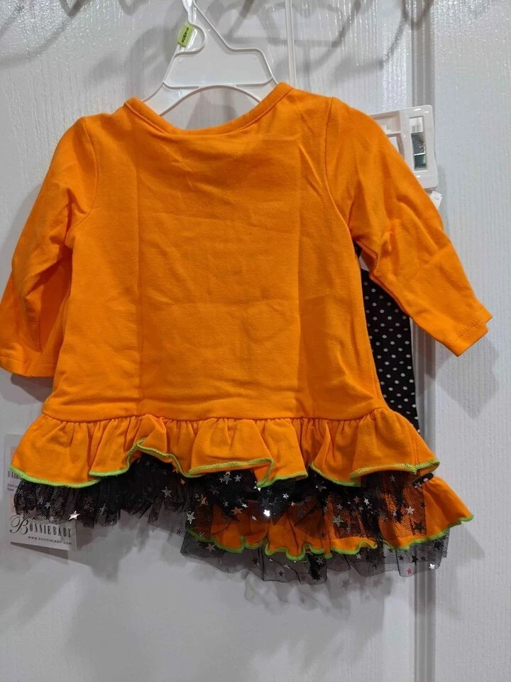 Bonnie Jean Bebé Niñas Halloween Fantasma Naranja Conjunto 2 Piezas Legging Set Foto 4 de 4