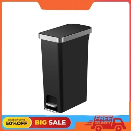 Better Homes & Gardens 10.5 Gallon Plastic Kitchen Step Trash Can, Black