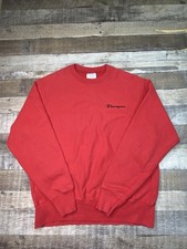 Champion Reverse Weave Red Sweatshirt Mens Medium Pullover Athletic Script Logo