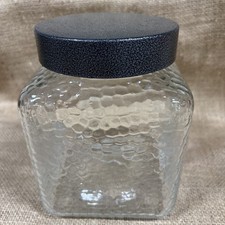 Square Glass Storage Jar/Plastic Lid EUC