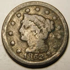1852 Large Cent Braided Hair  Actual Coin Pictured -Not Cleaned