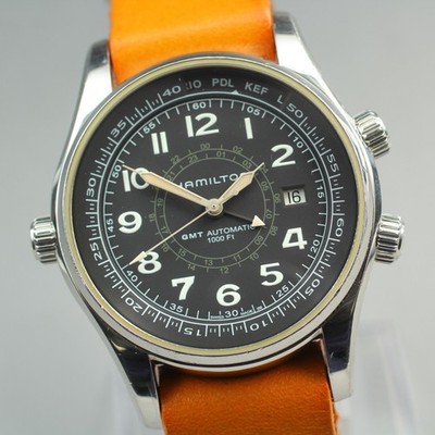 Hamilton Khaki UTC H775050 GMT Automatik Schwarz Herrenuhr 43mm JAPAN Box