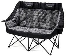 High Back Double Camping Chair Padded Folding Loveseat with Adjustable Pillows