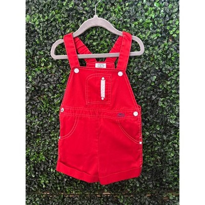 IZOD Lacoste, Vintage Red Toddler Overall Shorts Size 2T, See Measurements