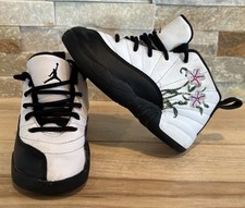 Nike Air Jordan 12 Retro TD 'Floral' DR6955-100 Toddler Size 9C Black White