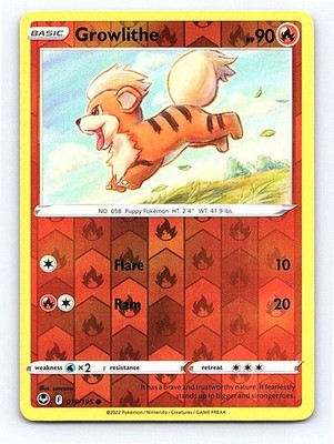 Growlithe Reverse Holo 019/195 SWSH12: Silver Tempest Common NM