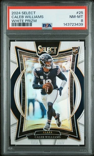 2024 PANINI SELECT WHITE PRIZM #25 CALEB WILLIAMS 13/35 PSA 8