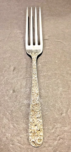 S Kirk & Son Sterling Silver REPOUSSE Dinner Fork 8" Long 2.4 oz Stieff No Mono