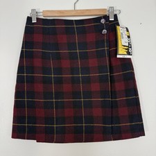 NOS 35th 10th VTG Y2K Wool Blend High-Rise Juniors Plaid Red Skirt Size 7 USA