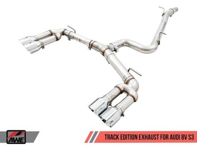 AWE Tuning Track Edition Exhaust with 102mm Chrome Silver Tips for Audi 8V S3