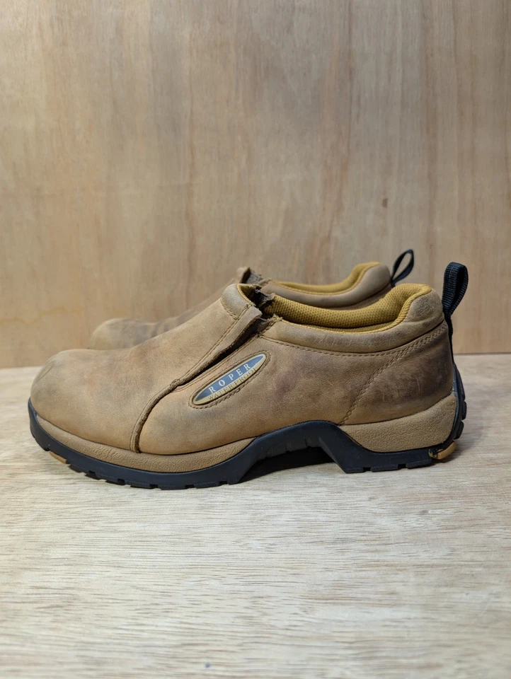 Roper Waterproof Slip On Shoes Men's 8.5 Brown Leather Western - Image 2 of 4
