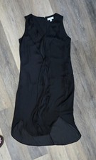 Halston Midi Slip Dress Black Crepe Back Satin $495. S