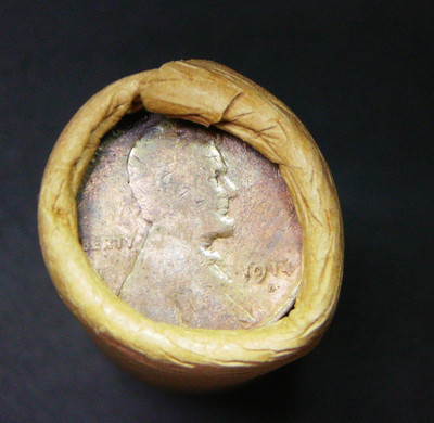 VERY RARE 1914-D  IH TAILS END VINTAGE ROLL 50 COIN LOT MONTANA BANK WRAP R-450