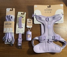 Wild One Dog Harness Collar/Hands Free Rope Leash/Collar/Poop Bag LARGE PURPLE
