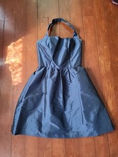 Short Formal Navy Halter Dress Size 4 with Belt and Pockets