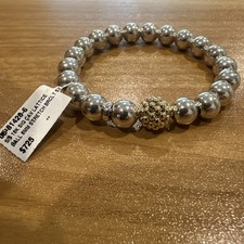 Lagos Caviar Sterling Silver 18k Gold 8mm Bead Stretch Bracelet Size Small 6