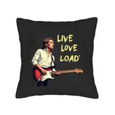 Set of 2 Throw Pillow Covers 18x18 - Vibrant Music Theme with Electric Guitar 